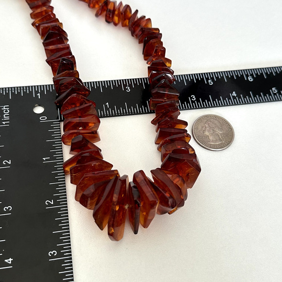 Vintage Natural Baltic Amber Graduated Long Beaded Chunky Hand Knotted Necklace - Picture 11 of 16